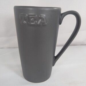 Primagera Tea Coffee Mug Cup Gray Grey Black Raised Letters Portugal 6" Tall